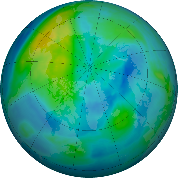 Arctic ozone map for 15 October 2007